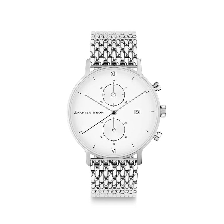 Chrono Small Silver Woven Steel