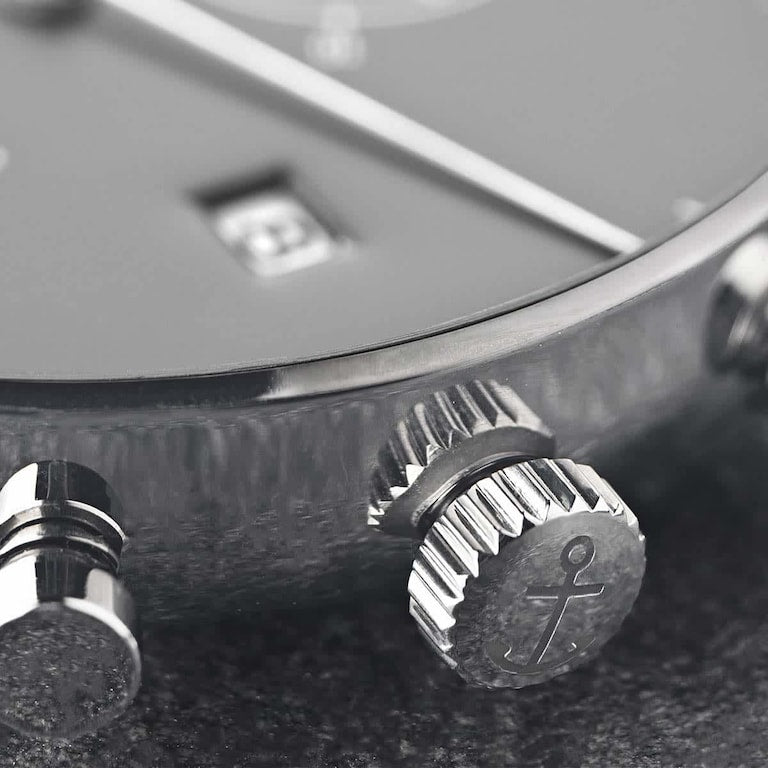 Chrono Small Silver Black Woven Steel