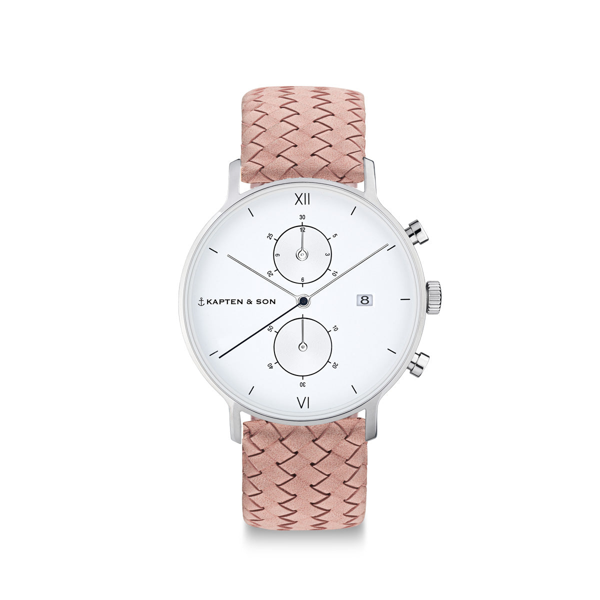 Chrono Small Silver "Rose Woven Leather" - kapten & Son - South Africa