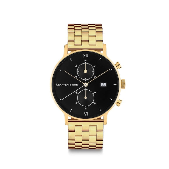 Chrono Gold Kapten And Son Chrono Black Chrono Small Gold Black Steel