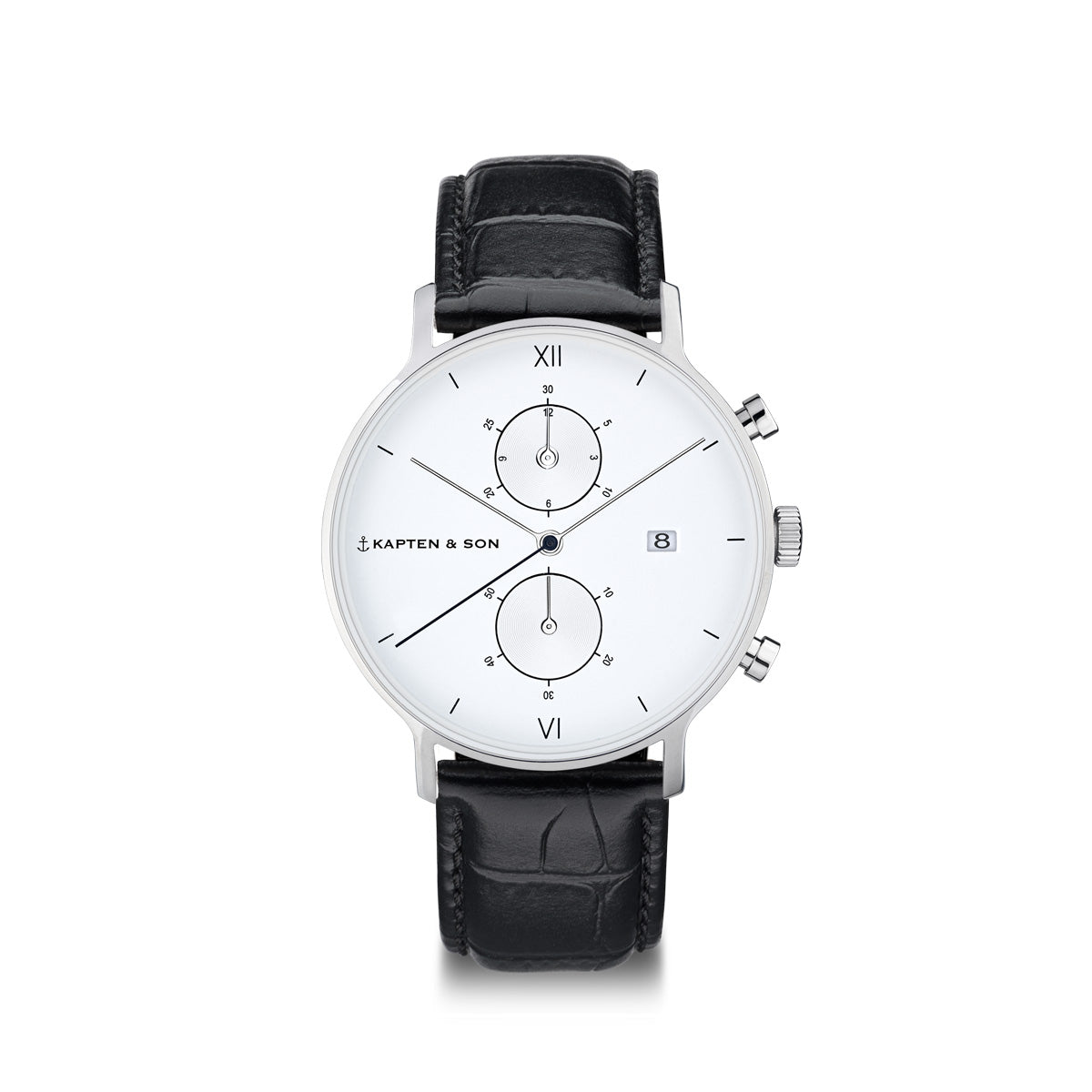 Chrono Small Silver "Black Croco Leather" - kapten & Son - South Africa