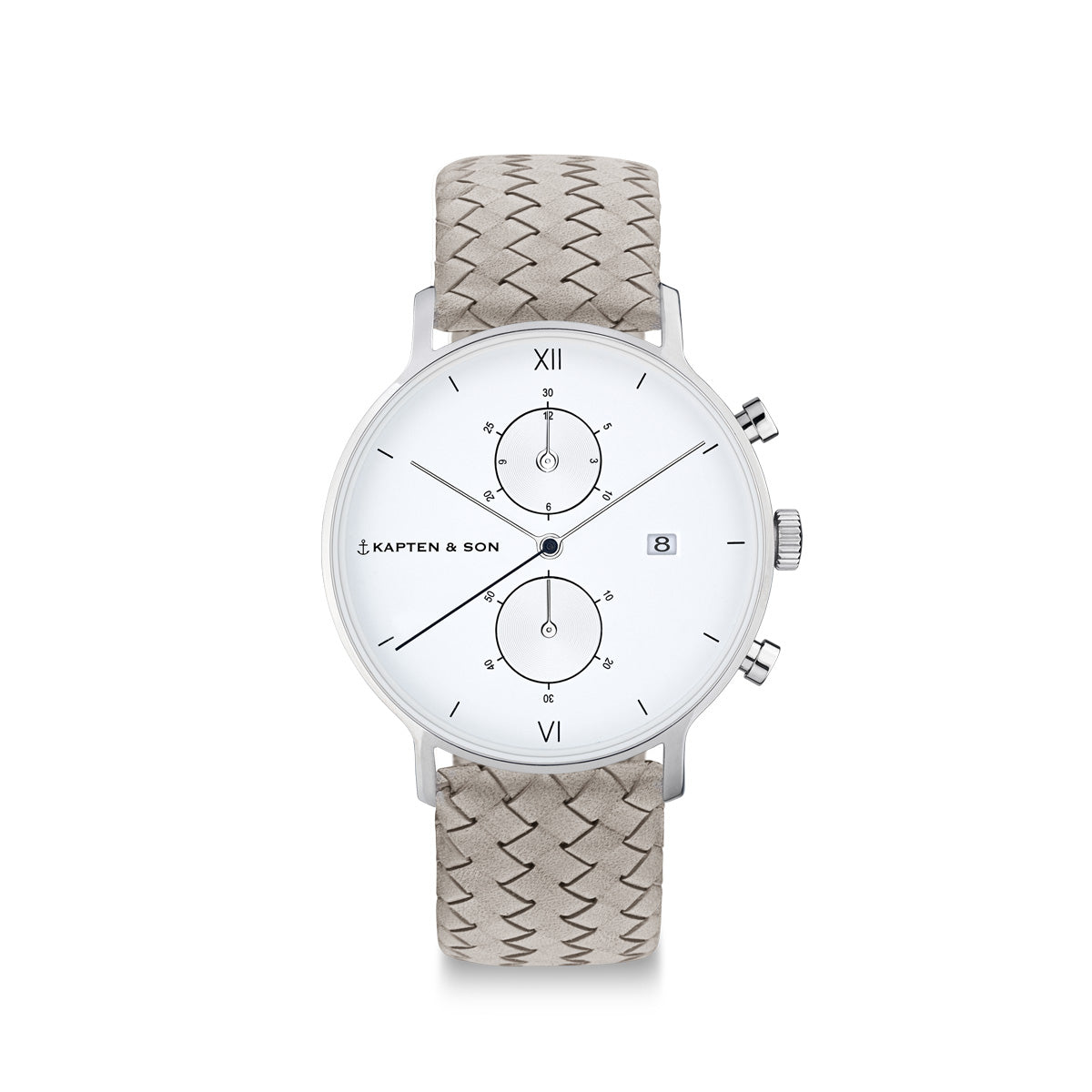 Chrono Small Silver "Grey Woven Leather" - kapten & Son - South Africa